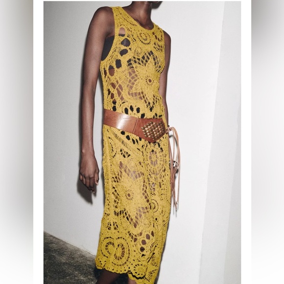 Zara Asymmetric Crochet Midi Dress - Picture 10 of 11